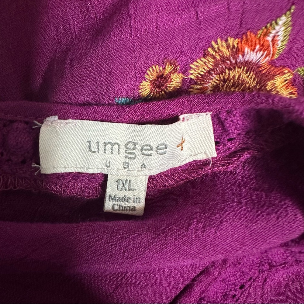 🌸UMGEE* Purple/Magenta Embroidered Cold Shoulder Blouse - Picture 9 of 10
